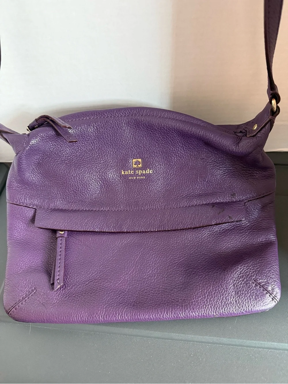 kate spade Deep Purple Pebbled Leather Crossbody Bag